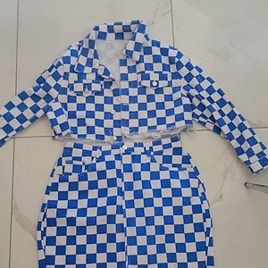 Shein denim checkered outfit